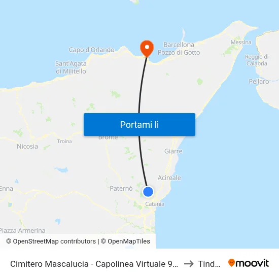 Cimitero Mascalucia - Capolinea Virtuale 901 to Tindari map