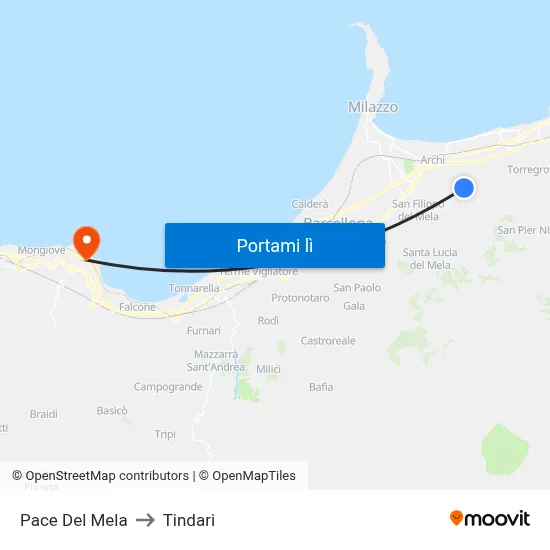 Pace Del Mela to Tindari map