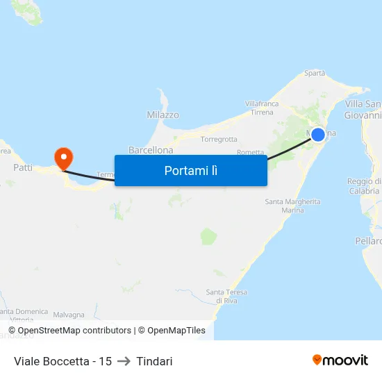 Viale Boccetta - 15 to Tindari map