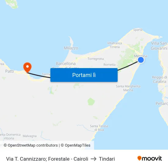 Via T. Cannizzaro; Forestale - Cairoli to Tindari map