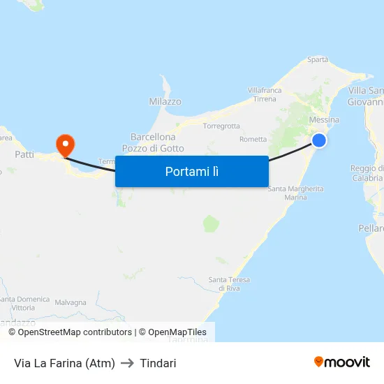 Via La Farina (Atm) to Tindari map