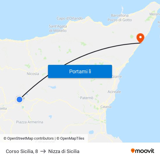 Corso Sicilia, 8 to Nizza di Sicilia map