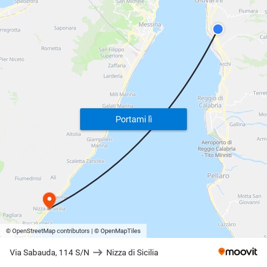 Via Sabauda, 114  S/N to Nizza di Sicilia map