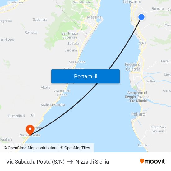 Via Sabauda  Posta (S/N) to Nizza di Sicilia map