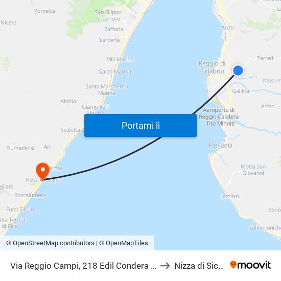 Via Reggio Campi, 218  Edil Condera S/N to Nizza di Sicilia map