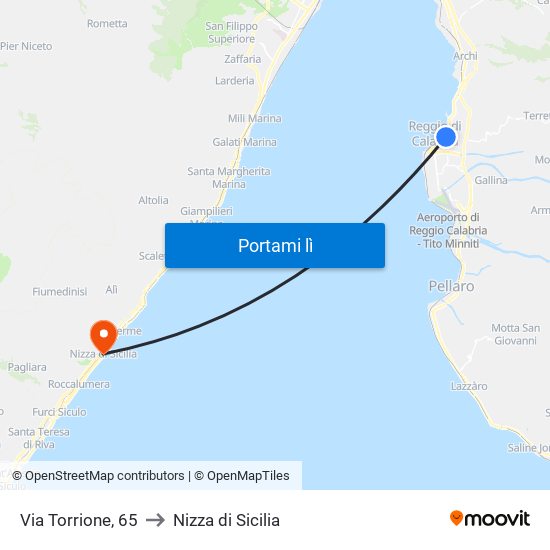 Via Torrione, 65 to Nizza di Sicilia map