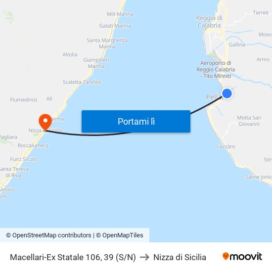 Macellari-Ex Statale 106, 39 (S/N) to Nizza di Sicilia map