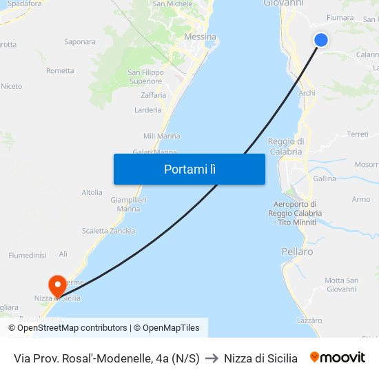 Via Prov. Rosal'-Modenelle, 4a (N/S) to Nizza di Sicilia map