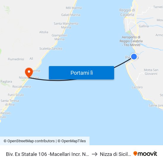 Biv. Ex Statale 106 -Macellari Incr. Naz to Nizza di Sicilia map