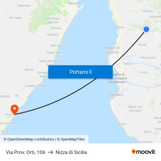 Via Prov. Orti, 106 to Nizza di Sicilia map