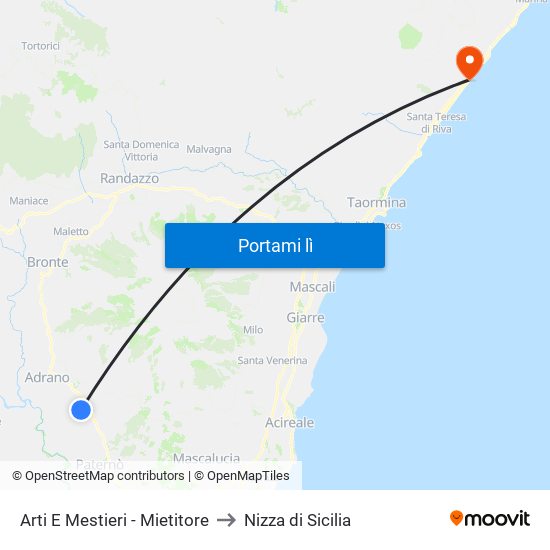 Arti E Mestieri - Mietitore to Nizza di Sicilia map