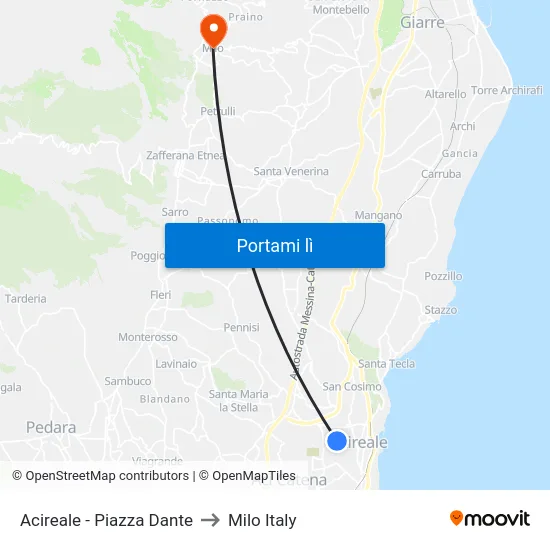 Acireale - Piazza Dante to Milo Italy map