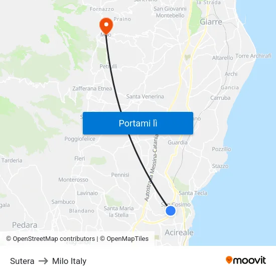 Sutera to Milo Italy map