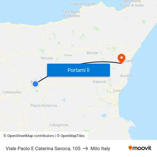 Viale Paolo E Caterina Savoca, 105 to Milo Italy map