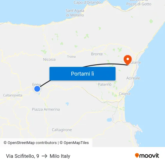 Via Scifitello, 9 to Milo Italy map