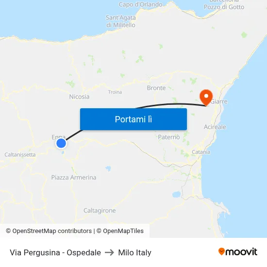 Via Pergusina - Ospedale to Milo Italy map