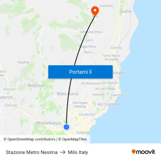 Metro Nesima to Milo Italy map