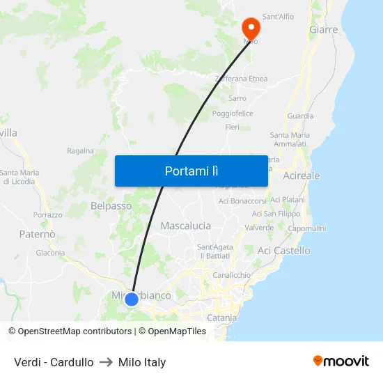 Verdi - Cardullo to Milo Italy map