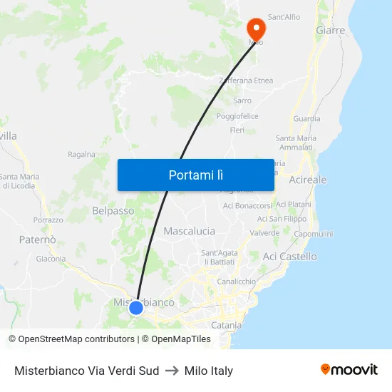 Verdi - Libertà to Milo Italy map