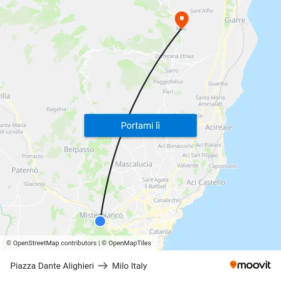 Piazza Dante Alighieri to Milo Italy map