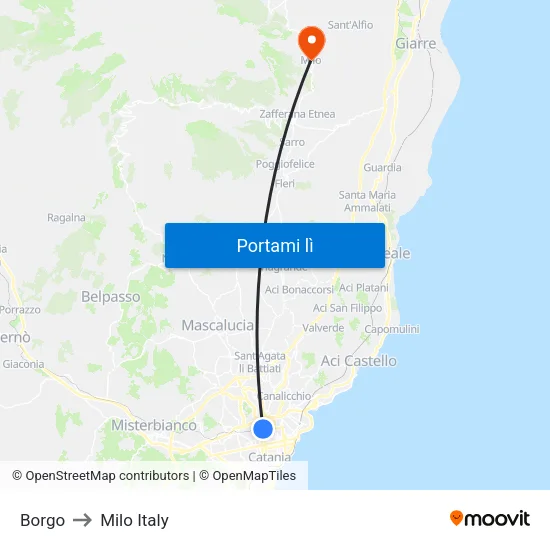 Borgo to Milo Italy map