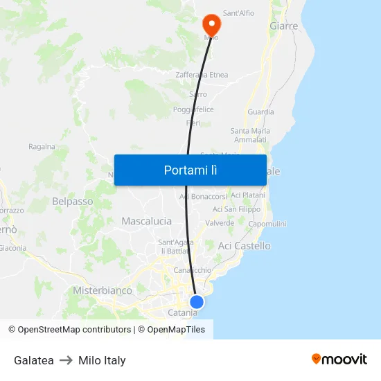 Galatea to Milo Italy map