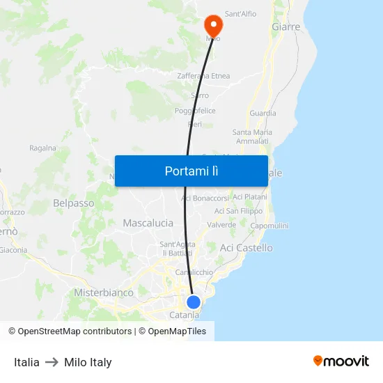 Italia to Milo Italy map