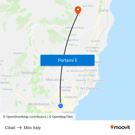 Cibali to Milo Italy map
