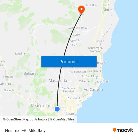 Nesima to Milo Italy map