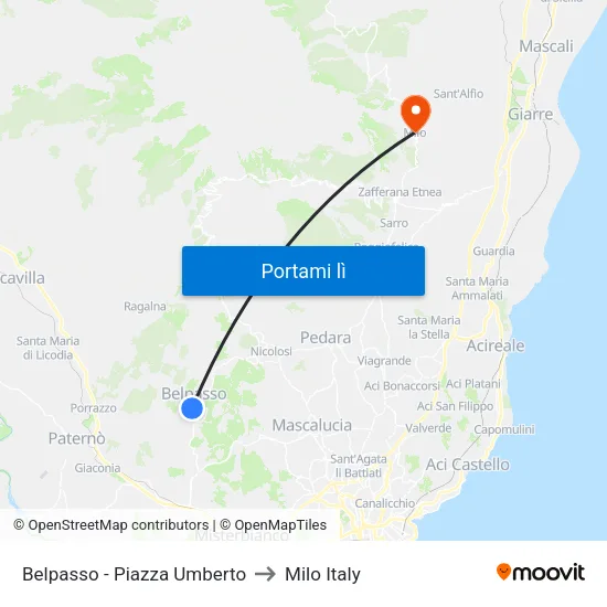 Belpasso - Piazza Umberto to Milo Italy map