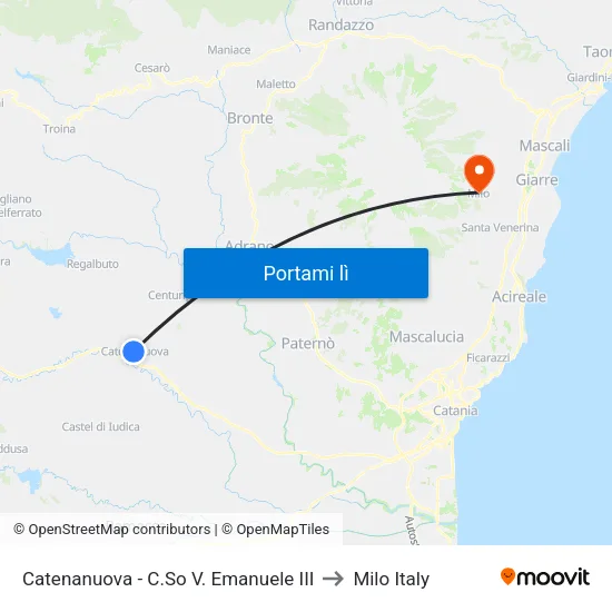 Catenanuova - C.So V. Emanuele III to Milo Italy map