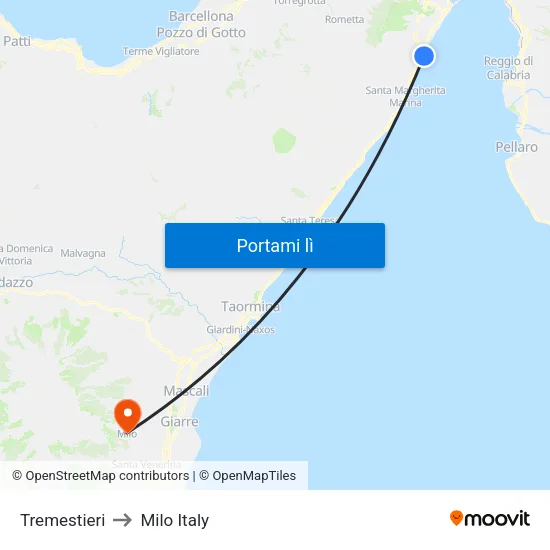 Tremestieri to Milo Italy map