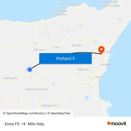 Enna FS to Milo Italy map