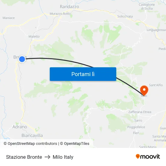 Stazione Bronte to Milo Italy map