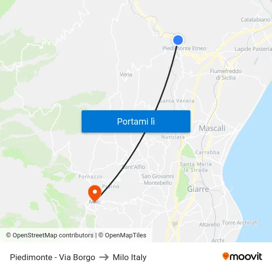 Piedimonte - Via Borgo to Milo Italy map