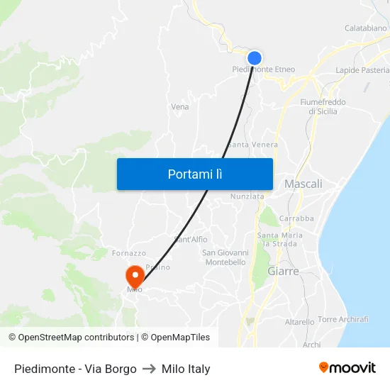 Piedimonte - Via Borgo to Milo Italy map