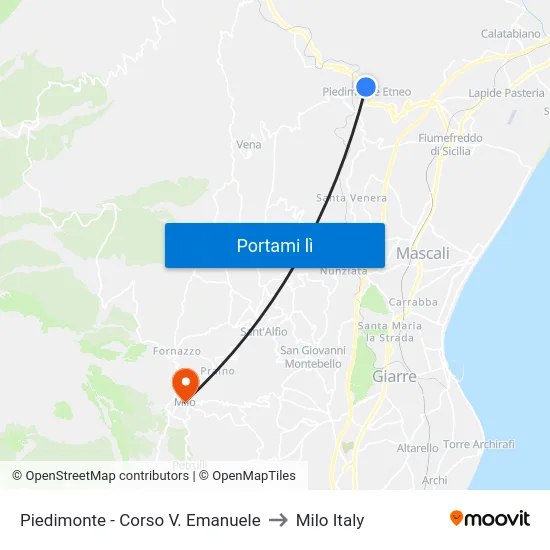 Piedimonte - Corso V. Emanuele to Milo Italy map
