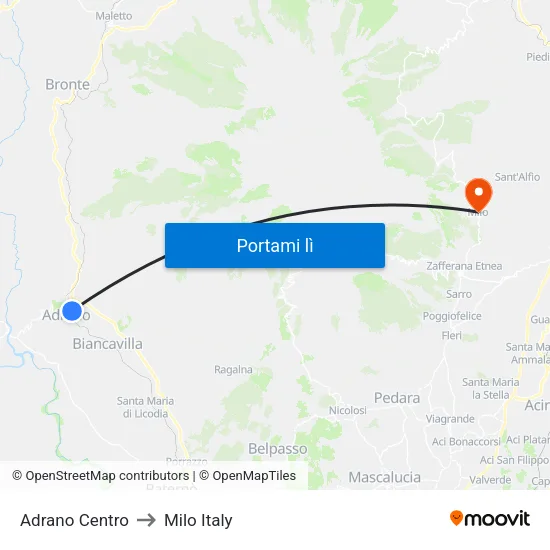 Adrano Centro to Milo Italy map