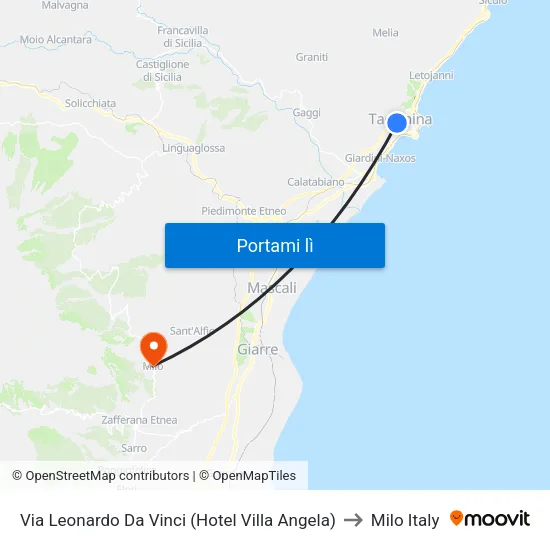 Via Leonardo Da Vinci (Hotel Villa Angela) to Milo Italy map