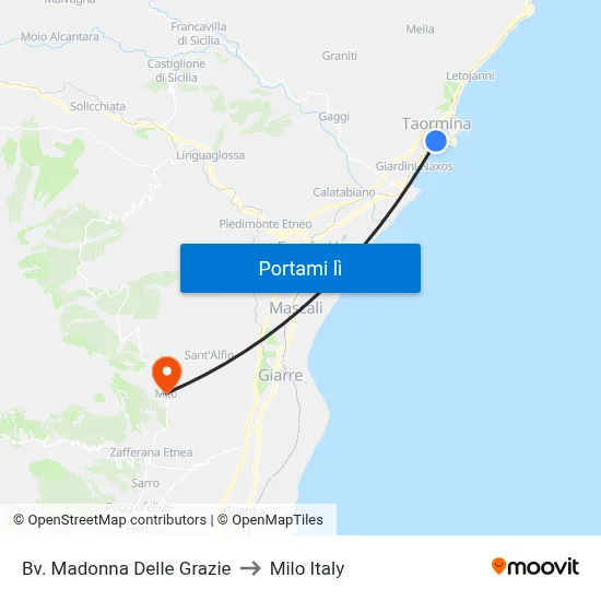 Bv. Madonna Delle Grazie to Milo Italy map