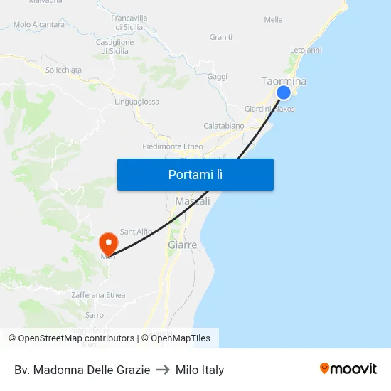 Bv. Madonna Delle Grazie to Milo Italy map