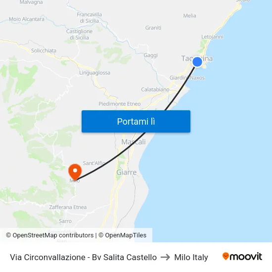 Via Circonvallazione - Bv Salita Castello to Milo Italy map