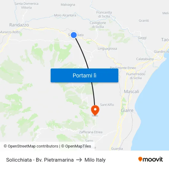 Solicchiata - Bv. Pietramarina to Milo Italy map