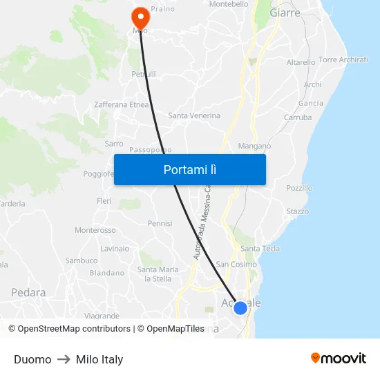 Duomo to Milo Italy map
