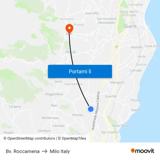 Bv. Roccamena to Milo Italy map