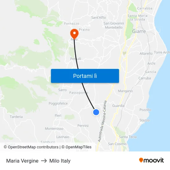 Maria Vergine to Milo Italy map