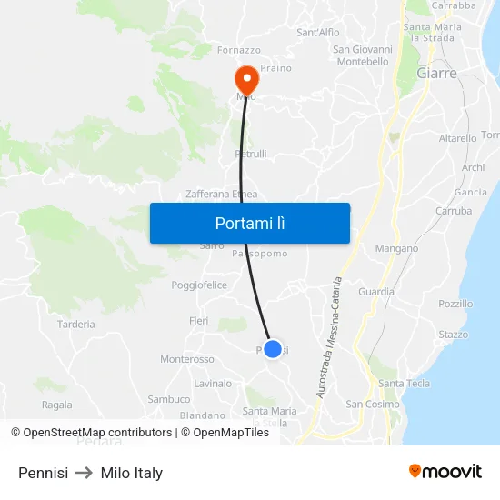 Pennisi to Milo Italy map
