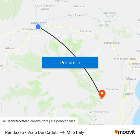 Randazzo - Viale Dei Caduti to Milo Italy map