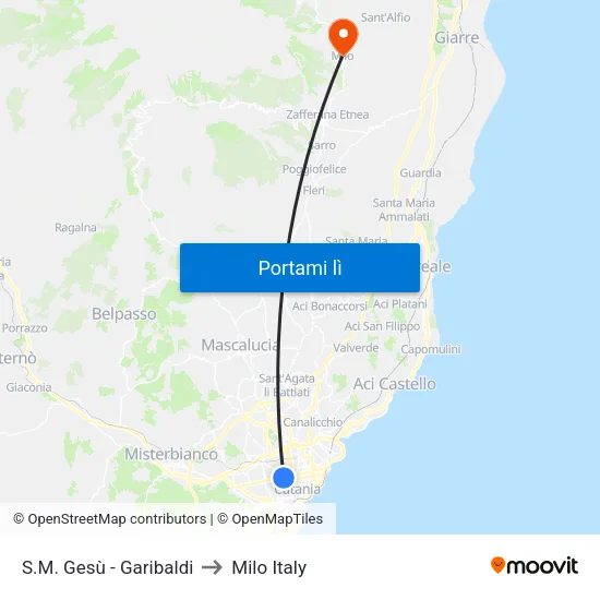 S.M. Gesù - Garibaldi to Milo Italy map