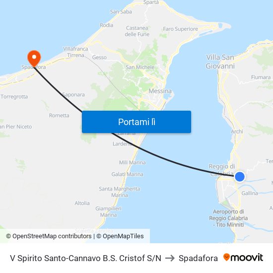 V Spirito Santo-Cannavo B.S. Cristof S/N to Spadafora map